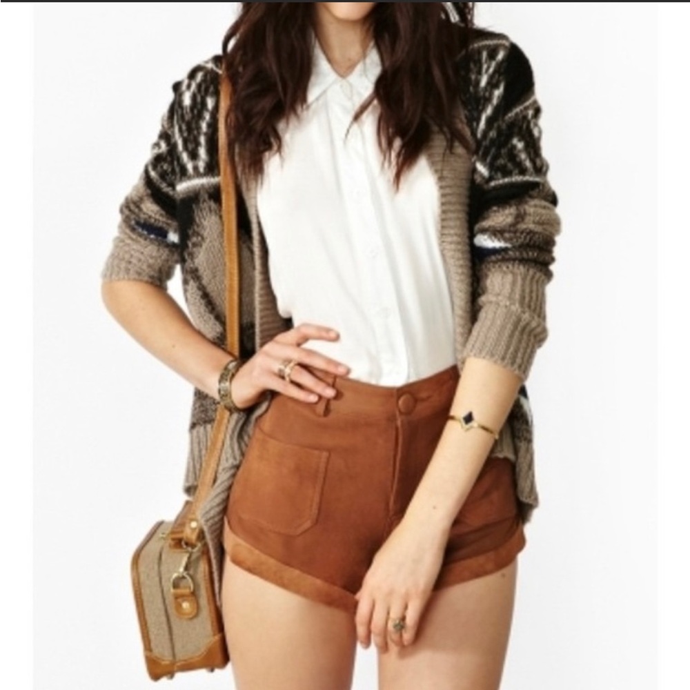 One Teaspoon Yoko Suede Leather shorts
